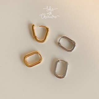 She with Cheewa | silver925 | oval small hoop earring ต่างหูห่วงเงินแท้ มินิมอล ทรงวงรี ใส่ติดหูไว้น่ารักมาก