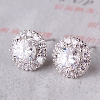 ต่างหูเพชร cz ตัวเรือน white gold filled 18K