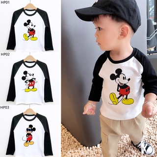 ❀ เสื้อยืดแขนยาว พิมพ์ลายการ์ตูน MICKEY แฟชั่นสําหรับเด็กผู้ชาย และเด็กผู้หญิง มี 2 สี