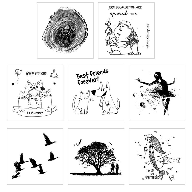 Blala Fly Bird Silicone Transparent Stamp Background Clear Stamps DIY ...