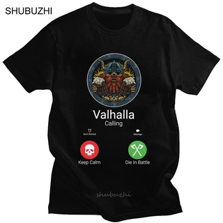 เสื้อสีขาว - ตลก Valhalla จะเรียก Tshirt ผู้ชายผ้าฝ้ายเสื้อยืดหล่อ O-คอแขนสั้นไวกิ้งโอดินทีท็อปส์สล