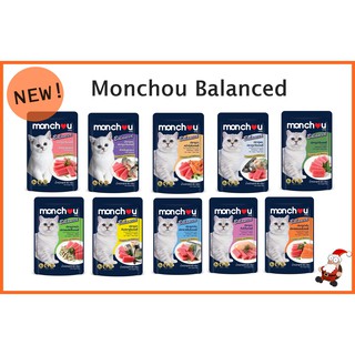 Monchou มองชู อาหารแมวชนิดเปียกบรรจุถุง สูตร Balanced ขนาด 80 กรัม ขายยกโหล(x12ซอง)