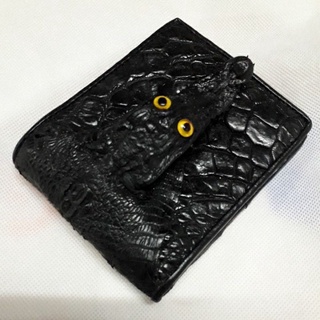 crocodile bifold wallet black color กระเป๋าสตางค์