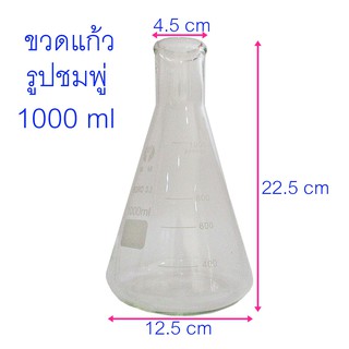 ขวดรูปชมพู่ ขวดแก้วทดลอง ขนาด 1000 ml