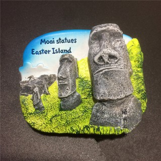 สติกเกอร์แม่เหล็ก 3 d easter island tourist สําหรับติดตู้เย็น