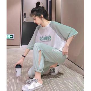 ADOLPH ชุดเสื้อ พร้อมกางเกง สไตล์สปอร์ต ฤดูร้อน สำหรับผู้หญิง 2 ชิ้น