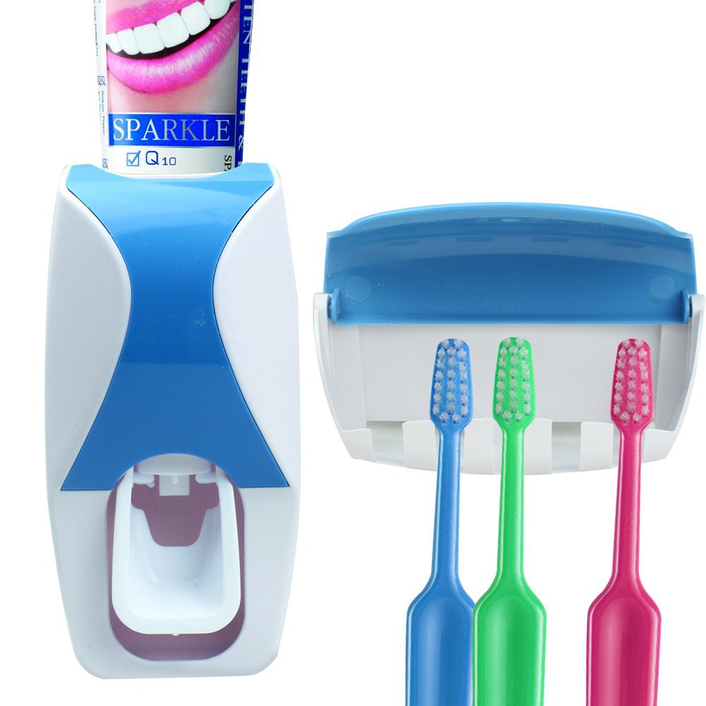 Telecorsa อุปกรณ์บีบยาสีฟันอัตโนมัติ พร้อมที่แขวนแปรงสีฟัน คละสี รุ่น Toothbrush-toothpaste-hanger-toilet-00f-J1