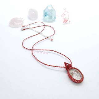 สร้อยคอเชือกถักจี้หินไหมนาค Red Rutilated Quartz