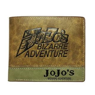 กระเป๋าสตางค์ ใบสั้น แบบหนัง ลาย Jojos Bizarre Adventure One Piece Naruto Dragon Ball จับคู่สีได้