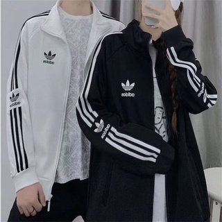 Adidas เสื้อคลุมแขนยาว สไตล์เกาหลี กันแดด กันลม แต่งแถบด้านข้าง Coat(ฟรีไซส์)