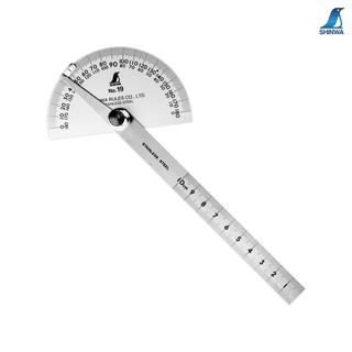 Shinwa ไม้บรรทัด ครึ่งวงกลมวัดองศา วัสดุเป็นสแตนเลส - Stainless Steel Protractor H-1501 (62480) Shinwa