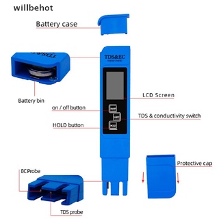 [WBHOT] 3 In1 เครื่องวัดค่า PH ดิจิทัล แบบพกพา / LCD TDS EC ปากกาทดสอบค่า PPM ความบริสุทธิ์ของน้ํา