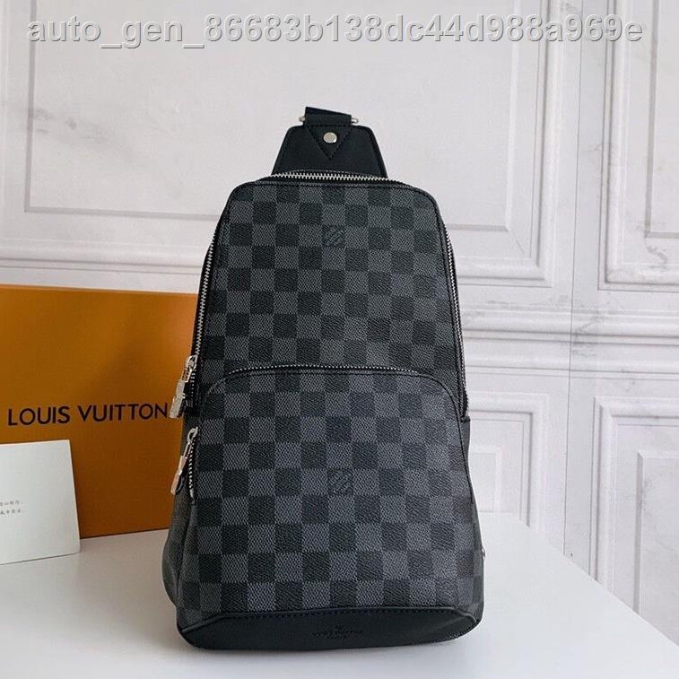 L V Louis .Vuitton Original High Quality AVENUE Men s Chest Bag Black