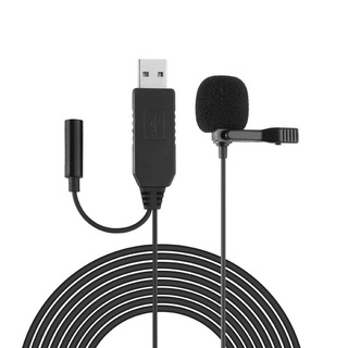 2 in 1 Lavalier ไมโครโฟน USB พร้อมแจ็ค 3.5 มม. พร้อมหูฟังมอนิเตอร์ สําหรับแล็ปท็อป คอมพิวเตอร์ PC บันทึกเสียง Chat YouTube Vlogs บันทึกวิดีโอ