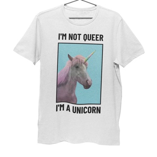 คอตต้อนคอกลมเสื้อยืด Unisex รุ่น Unicorn รีดทับลายได้ แบรนด์ White Magic 100%cotton combไม่ย้วยไม่หดไม่ขึ้นขน เสื้อยืดคุ