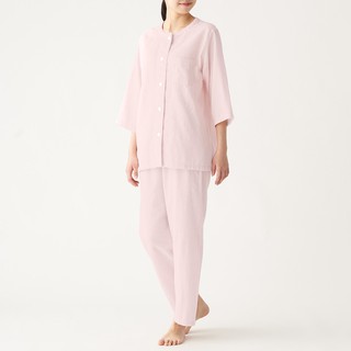 🥨 Muji158 : Muji pink  Side Seamless Double Gauze Pajamas (ตัดป้าย) ชุดนอนไร้ตะเข็บข้าง