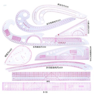 Livi ชุดไม้บรรทัดโค้ง สไตล์ฝรั่งเศส สําหรับตัดเย็บเสื้อผ้า 9 ชิ้น