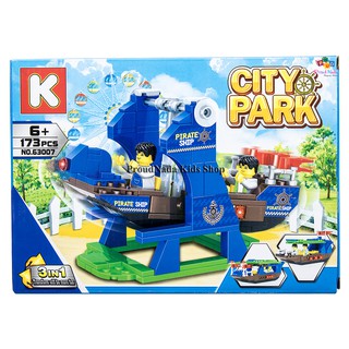 ProudNada Toys ของเล่นเด็กชุดตัวต่อเลโก้เรือไวกิ้ง K CITY PARK 173 PCS 63007