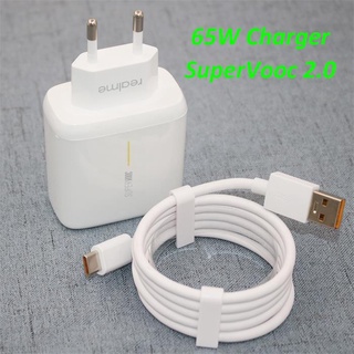 อะแดปเตอร์ชาร์จเร็ว 65W Supervooc2.0 EU Type C 1 เมตร สําหรับ Realme 8 7 X50 X7 X9 Q2 GT2 Pro GT Neo2