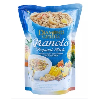 Diamond Grains Gonola Tropical Rich 500g.ไดมอนด์เกรนโกโนลาทรอปิคอลริช 500กรัม กราโนล่า ซีเรียลกราโนล่า รสผลไม้อบแห้ง