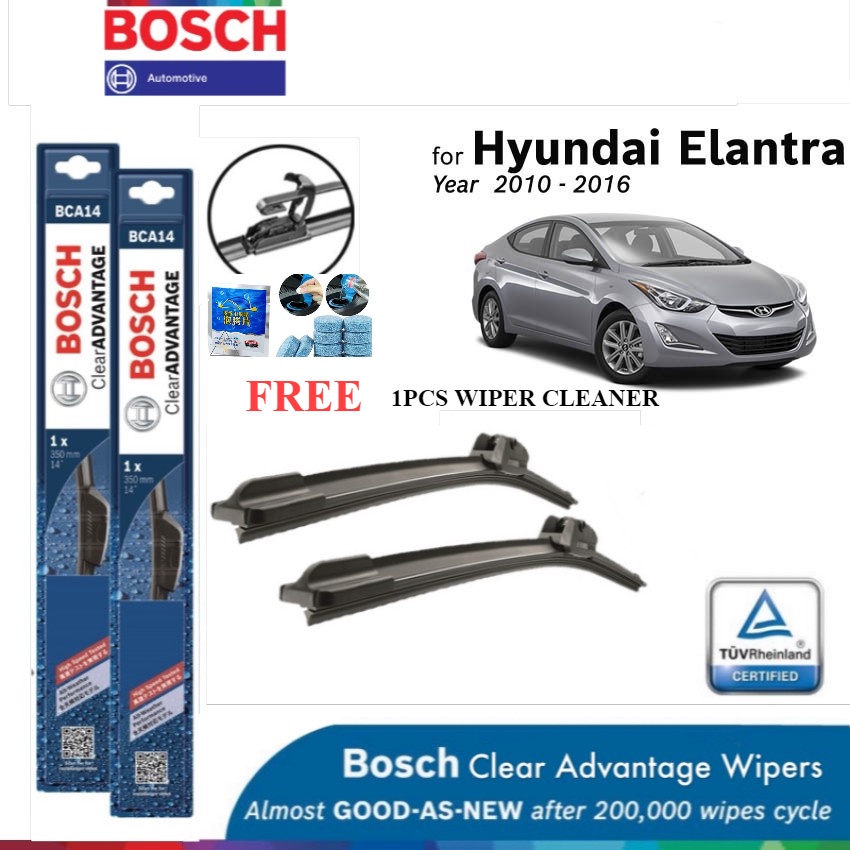 Bosch Clear Advantage U Hook ชุดปัดน้ําฝนสําหรับ Hyundai Elantra MD 5th Gen (26"/14") (ฟรี 1 ชิ้น WI