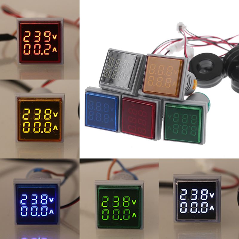 LOUTING เครื่องวัดแรงดันไฟฟ้า AC 60-500V 0-100A เครื่องวัดกระแสไฟฟ้าสแควร์จอแสดงผลคู่โวลต์มิเตอร์