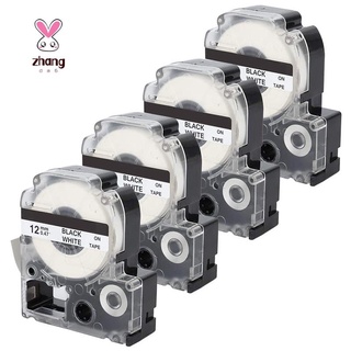 4 Pack Compatible Label Tape Replacement for Epson LK-4WBN (SS12KW)