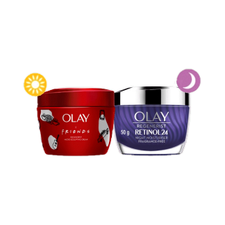 [แพ็คคู่] OLAY Regenerist Micro Sculpting Day Cream [FRIENDS Edition] + Retinol24 Moisturizer Night Cream