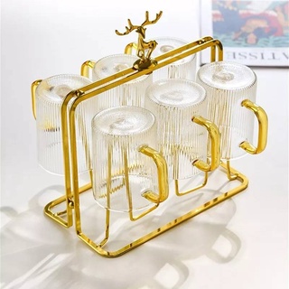 ที่คว่ำแก้ว พร้อมถาดรองน้ำLuxury Gold Cup Drying Rack Stand Iron Cup Drainer