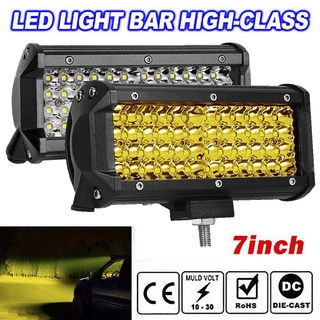 ไฟบาร์ ไฟ สปอร์ตไลท์ Led รถยนต์ สีเหลือง 7 นิ้ว 144 W Combo สําหรับ Offroad เรือ รถยนต์