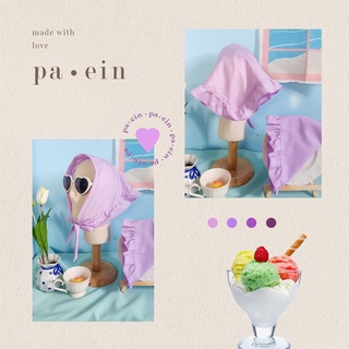 panpan.paein | ผ้าโพกผมสามเหลี่ยมสีม่วง นุบนิบ ผืนใหญ่ แบบมีระบายน ผ้า Cotton