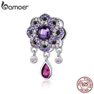 จี้สร้อยข้อมือลายดอกไม้สีม่วงสีม่วง