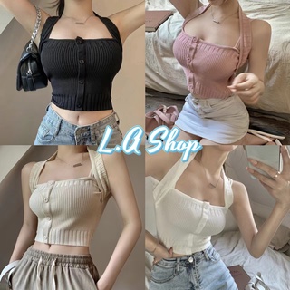 L.A Shop ​*​พร้อมส่ง เสื้อสายเดี่ยวไหมพรม ดีเทล+สายคล้องคอสุดน่ารัก "56046"