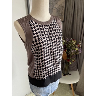 PLAINS &amp; PRINTS Silk x Knit x Chiffon Sleeveless Top