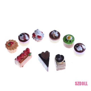 [SZDOLL6] เค้กช็อคโกแลต สตรอเบอร์รี่ คัพเค้ก ของเล่นจิ๋ว สําหรับบ้านตุ๊กตา 8 ชิ้น