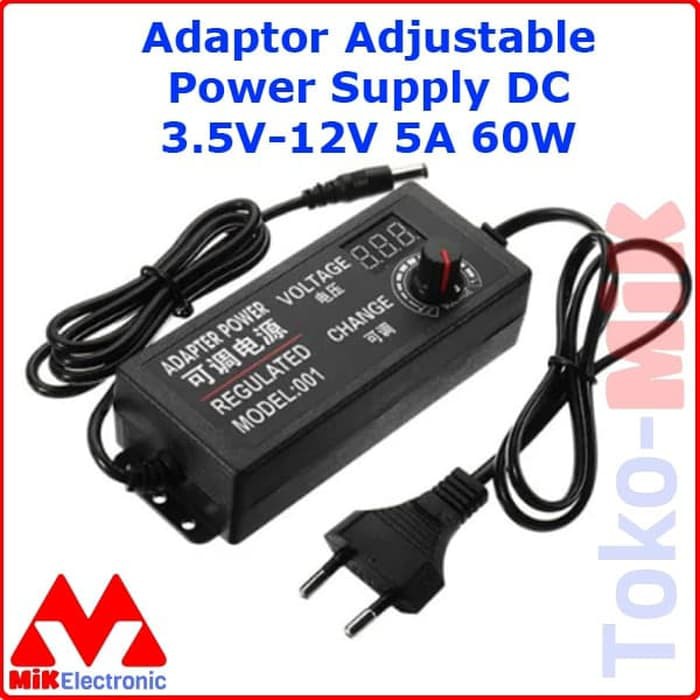 ADJUSTABLE POWER SUPPLY ADAPTER DC 3.5V - 12.5V 3 - 12V 5A 60W