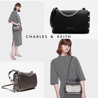 แท้💯 CHARLES &amp; KEITH PUSH-LOCK CHAIN SHOULDER BAG