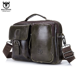 BULLCAPTAIN 036 New Genuine Leather Men Crossbody Bag Male Briefcase Messenger Bag Casual Business Briefcase Style Men Shoulder Bag