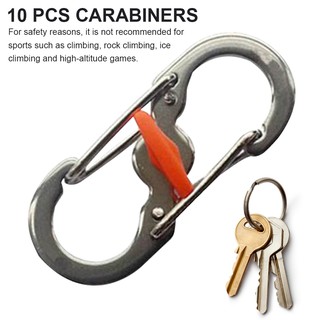 Magich พวงกุญแจสแตนเลส S - Type Carabiner ป้องกันการโจรกรรม 10 ชิ้น