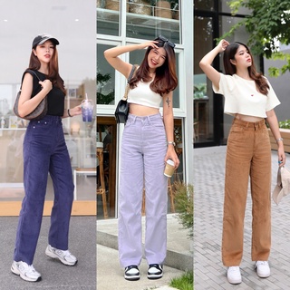 Gimmick Jeans : HIGH WAIST  STRAIGHT CORDUROY PANTS กางเกงลูกฟูกทรงกระบอก