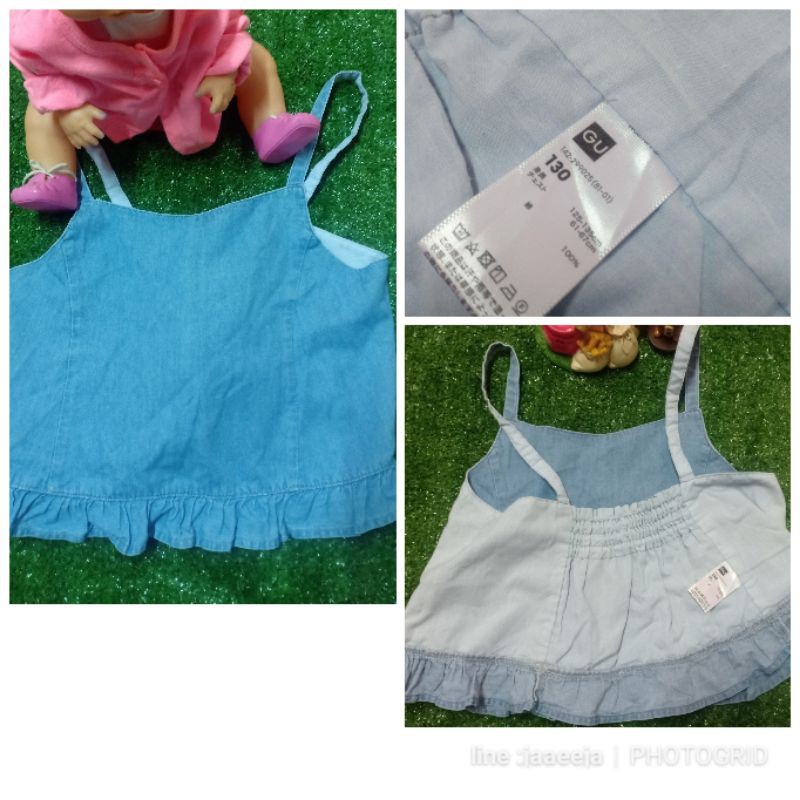 #AD003เสื้อยีนส์เด็กหญิงงานป้านGUด้านหลังเอวสม็อคแต่งชายระบายน่ารักชิๆๆไม่มีตำหนิ 🎀🎀 ขนาดที่เหมาะสมร