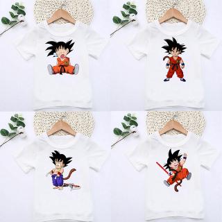 เสื้อยืดลําลอง พิมพ์ลายการ์ตูน Dragon Ball Goku แฟชั่นฤดูร้อน สําหรับเด็กผู้ชาย และเด็กผู้หญิง