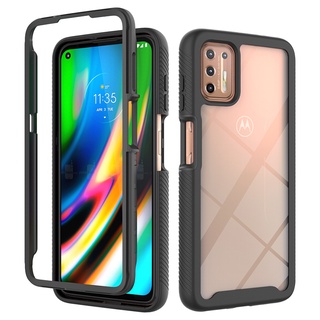 สําหรับ Motorola Moto G9 Plus เต็มตัว ไฮบริด ทนทาน สองชั้น ใส กันกระแทก เคสป้องกัน