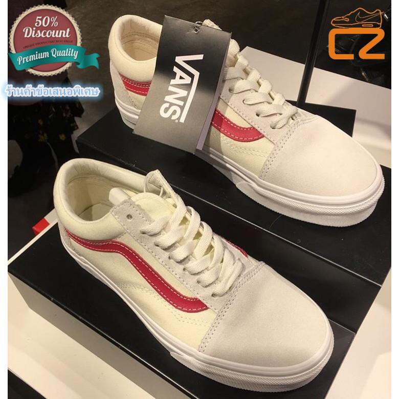 Wan33ce Old Skool Style36 Marshmallow USA: สีขาว แถบสีแดง (จัดส่งฟรี)