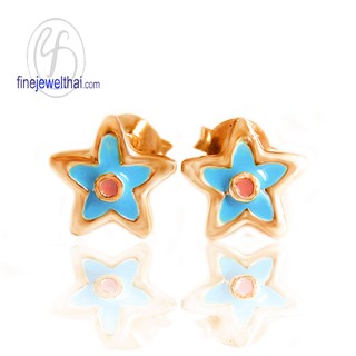 Finejewelthai ต่างหูรูปดาว-ต่างหูลงสี-ต่างหูเงินแท้ 925-Silver-Enamel-Earring - E306400E-2_pg