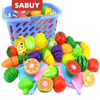 SABUY ของเล่นเด็ก ของเล่นผักและผลไม้ ของเล่นผลไม้ ของเล่นจำลองอาหาร ของเล่นในครัว ของเล่นทำครัว ชุดหั่นผักและผลไม้ ของเล่นเพื่อการศึกษา QQL