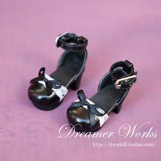 【doll Shoes】ds100 SD / BJD ตุ๊กตา 1/6 รองเท้าโลลิต้า ลูกไม้ สีดํา โบว์ รองเท้าเจ้าหญิง 1/6