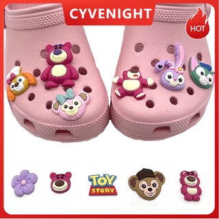 จี้การ์ตูนหมีสตรอเบอร์รี่ 11 แบบ สําหรับตกแต่งรองเท้า Crocs