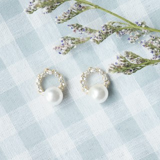 【Pretty Refined】พร้อมส่ง Cycle Pearl S925 earring Korea Style ต่างหูน่ารัก