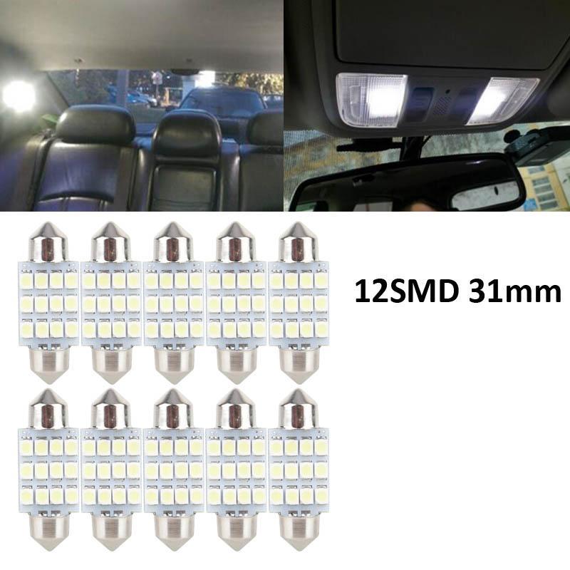 หลอดไฟ 12 LED SMD DE3175 ขนาด 31 มม. สำหรับติดในรถยนต์